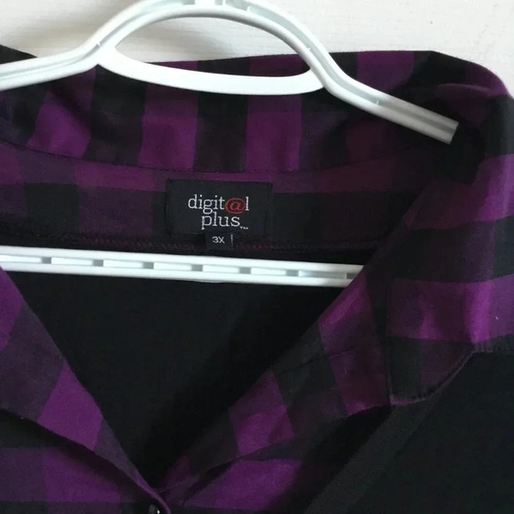 4 for 25 $ Digital Plus Black  and Purple Plaid Accented Tunic Top - Size 3X - Picture 4 of 10